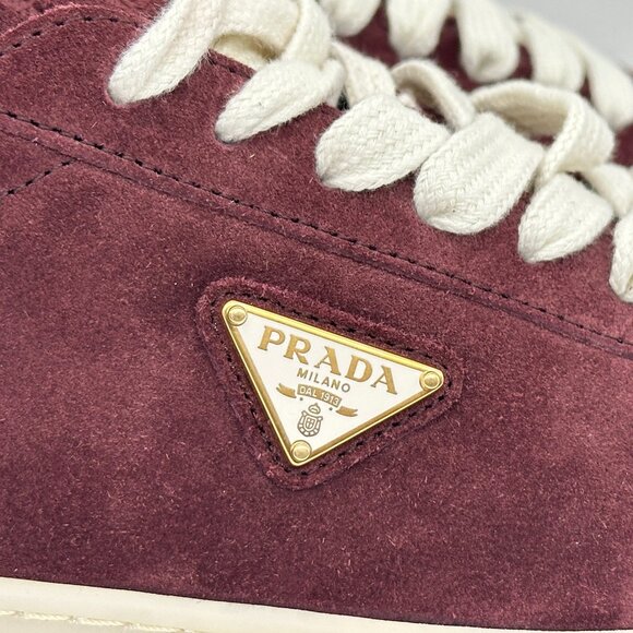 PRADA Mens Lane Triangle Logo T Toe Suede Lace Up Low Top Sneakers Shoes - Picture 10 of 16